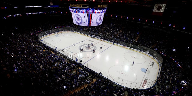 A general view during the first period in Game Five of the Eastern Conference Final of the 2022 Stanley Cup Playoffs between the Tampa Bay Lightning and the New York Rangers at Madison Square Garden on June 9, 2022 in New York City.