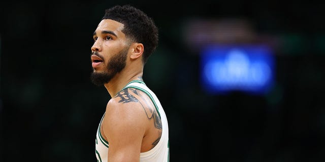 Jayson Tatum of the Boston Celtics in the third quarter against the Golden State Warriors during Game 4 of the 2022 NBA Finals at TD Garden June 10, 2022, in Boston. 