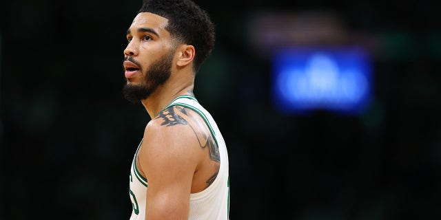 Jayson Tatum of the Boston Celtics in the third quarter against the Golden State Warriors during Game 4 of the 2022 NBA Finals at TD Garden June 10, 2022, in Boston. 