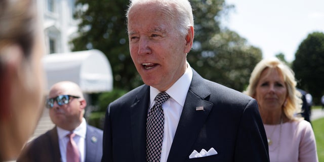 WASHINGTON, D.C. - JUNE 17: U.S. President Joe Biden speaks to members of the press prior to a Marine One departure from the White House June 17, 2022 in Washington, DC. President Biden is traveling to Rehoboth Beach, Delaware to spend his weekend. (Photo by Alex Wong/Getty Images)