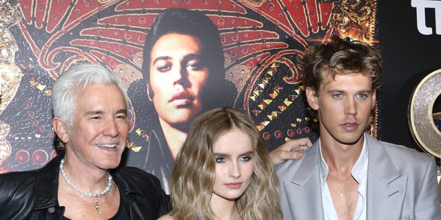 Baz Luhrmann, Olivia DeJonge, and Austin Butler attend the Canadian screening of Warner Bros. "Elvis" in June.