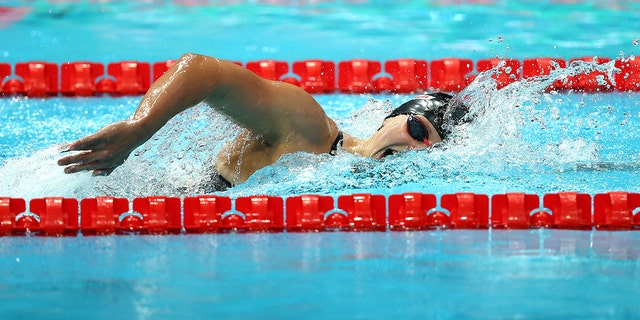 Katie Ledecky of Team United States competes in the Women's 800m Freestyle Final on day seven of the Budapest 2022 FINA World Championships at Duna Arena on June 24, 2022 in Budapest, Hungary. 