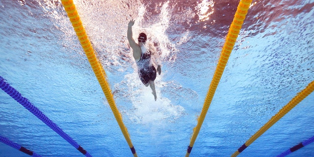 Katie Ledecky of Team United States competes in the Women's 800m Freestyle Final on day seven of the Budapest 2022 FINA World Championships at Duna Arena on June 24, 2022 in Budapest, Hungary.