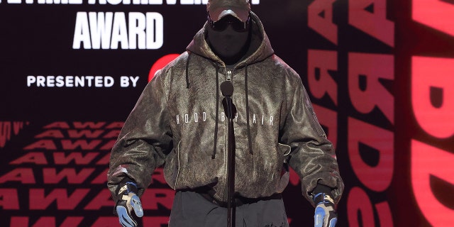 Kanye West speaks onstage during the 2022 BET Awards at Microsoft Theater on June 26, 2022 in Los Angeles, California.