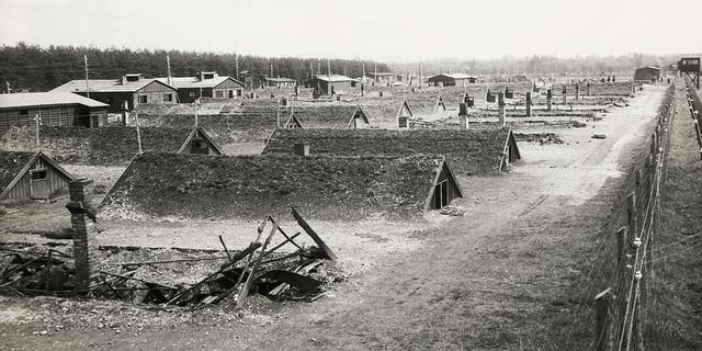 The German Stalag #4 in Landsberg, Germany, where SS troops burned and starved to death 400 Russian, Polish, French and Jewish political prisoners and left their bodies all over the grounds.