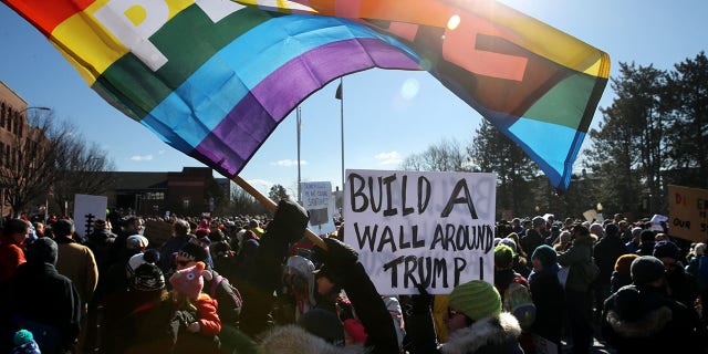A rally is held in support of Somerville, Massachusetts' 30 years as a sanctuary city on Feb. 4, 2017.