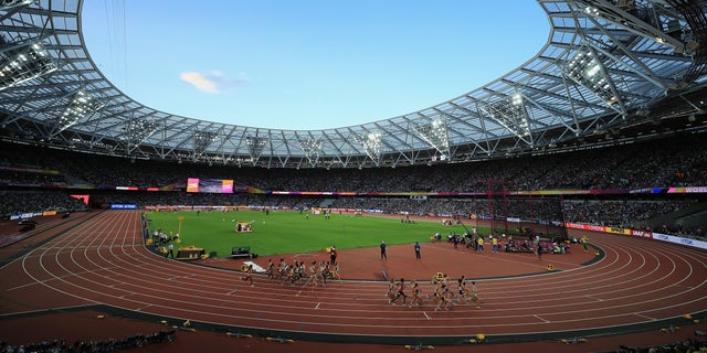 A general view as athletes compete in the women's 10,000 meters at the 16th IAAF World Athletics Championships London 2017 at The London Stadium Aug. 5, 2017 in London.  