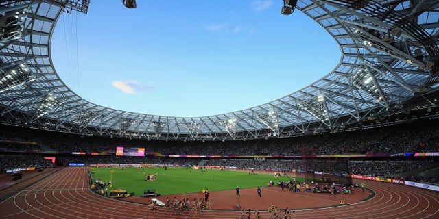 A general view as athletes compete in the women's 10,000 meters at the 16th IAAF World Athletics Championships London 2017 at The London Stadium Aug. 5, 2017 in London.