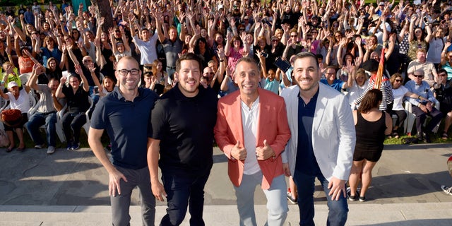 (L-R) James Murray, Sal Vulcano, Joe Gatto and Brian Quinn attend the opening event for the Impractical Jokers: Homecoming Exhibit, in 2018.