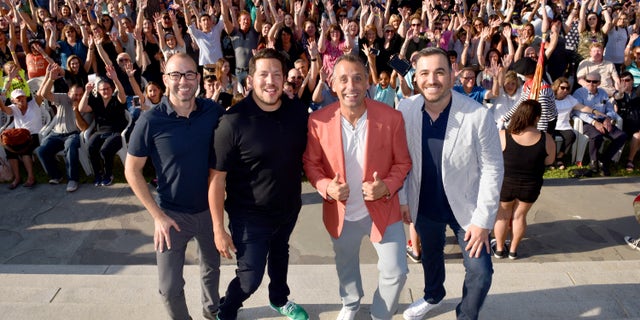 (L-R) James Murray, Sal Vulcano, Joe Gatto and Brian Quinn attend the opening event for the Impractical Jokers: Homecoming Exhibit in 2018.