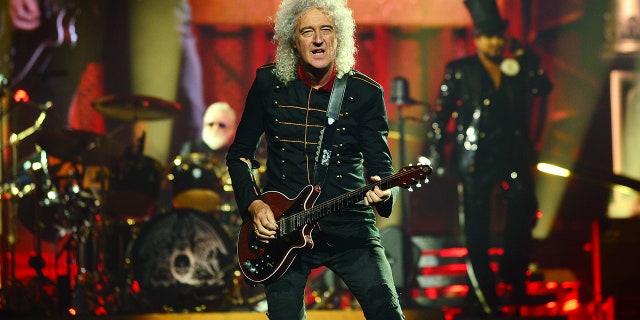 Brian May of Queen performs during the Rhapsody tour, at The O2 Arena on June 5, 2022, in London. 