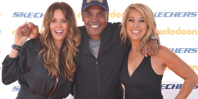 Brooke Burke, Sugar Ray Leonard and Denise Austin attend the 10th annual Skechers Pier to Pier Friendship Walk on Oct. 28, 2018, in Manhattan Beach, California. 