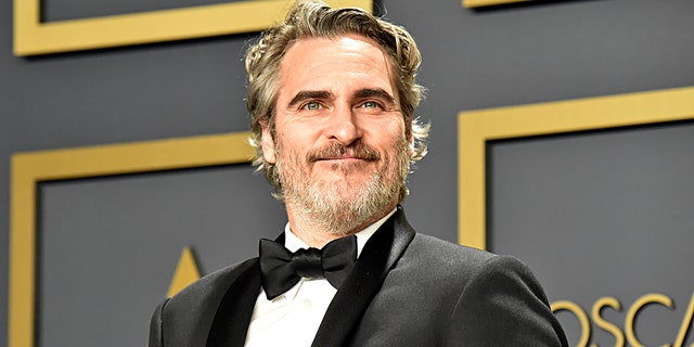 Joaquin Phoenix, winner of Best Actor Oscar for "Joker," poses during the 92nd Annual Academy Awards on Feb. 9, 2020, in Hollywood, California.