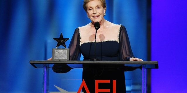 Julie Andrews accepts the AFI Life Achievement Award at the Dolby Theatre on June 9, 2022, in Hollywood.
