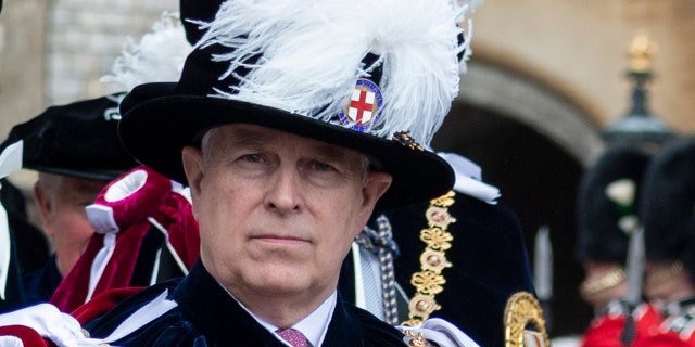 Prince Andrew attends the Order of the Garter Service at St George's Chapel on June 17, 2019, in Windsor, England.