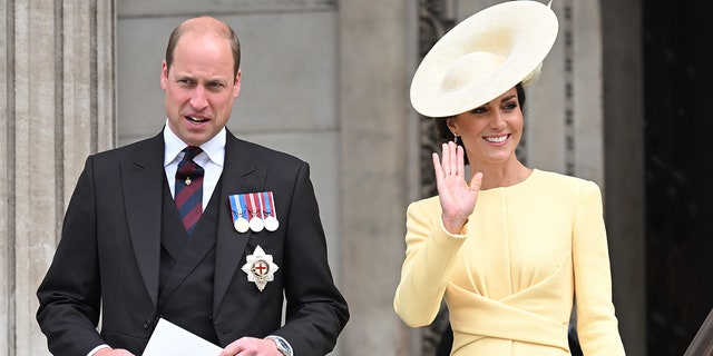 Prince William, Duke of Cambridge, and Catherine, Duchess of Cambridge, attend the national service of thanksgiving at St. Paul's Cathedral June 3, 2022, in London.
