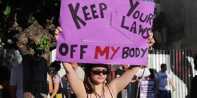 ATTIKA, GREECE - 2022/06/28: Pro-choice activists protest against the decision of the Supreme Court of USA to overturn the Row vs Wade decision about abortions in Athens. (Photo by George Panagakis/Pacific Press/LightRocket via Getty Images)