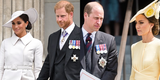 The Duke and Duchess of Sussex (left) and the Duke and Duchess of Cambridge kept their distance from each other during Queen Elizabeth's Platinum Jubilee.