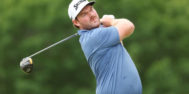 Grayson Murray of the United States plays his shot from the eighth tee during round one of the 122nd U.S. Open Championship at The Country Club on June 16, 2022 in Brookline, Massachusetts.