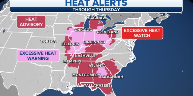 Heat alerts through Thursday