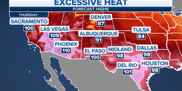 Excessive heat raises temperatures in U.S. cities across the Southwest