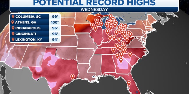 Potential record high temperatures across the country