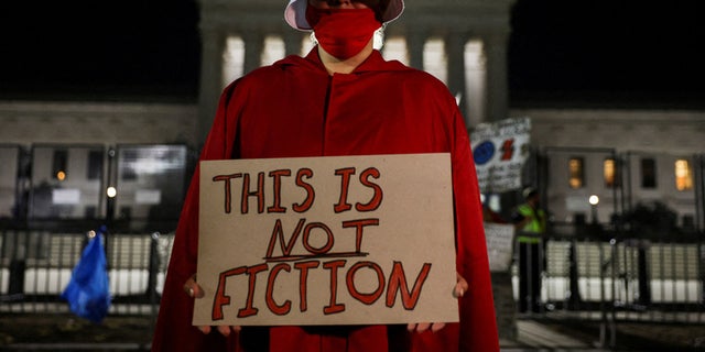 Abortion advocates protest outside Supreme Court after Roe v. Wade is overturned.