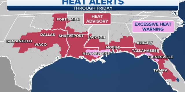 Heat alerts across the Southeast through Friday