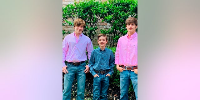 This undated photo provided by the family via Houston Northwest Church shows, from left to right, Carson Collins, Hudson Collins and Waylon Collins, who authorities believe were all killed by Gonzalo Lopez, 46, a convicted murderer who escaped from prison.