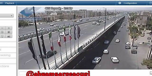 This image, released by Mujahedeen-e-Khalq (MEK), shows the purported hacking of surveillance cameras in Tehran.