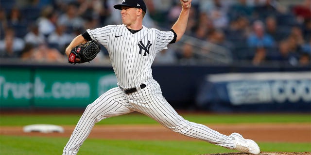 New York Yankees' JP Sears throws to an Oakland Athletics batter during the fourth inning of a baseball game Tuesday, June 28, 2022, in New York.