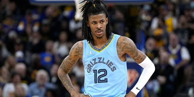 Memphis Grizzlies Ja Morant # 12 will face the Golden State Warriors in the second half of the third game of the NBA Playoffs Western Conference Semifinals at Chase Center on May 7, 2022 in San Francisco, California. 