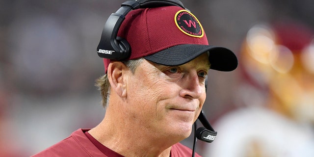 Defensive coordinator Jack Del Rio of the Washington Football Team during the second half of a game against the Las Vegas Raiders at Allegiant Stadium Dec. 5, 2021, in Las Vegas. 