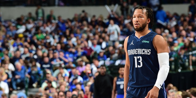 Jalen Brunson of the Dallas Mavericks during Game 3 of the 2022 NBA Western Conference finals May 22, 2022, at the American Airlines Center in Dallas, Texas.