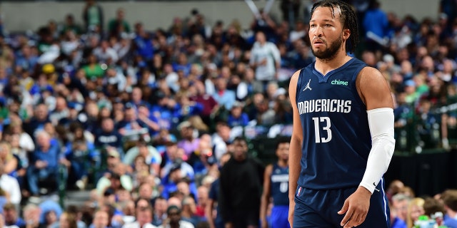 Jalen Brunson of the Dallas Mavericks during Game 3 of the 2022 NBA Western Conference finals May 22, 2022, at the American Airlines Center in Dallas, Texas.