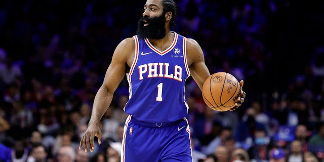 James Harden #1 of the Philadelphia 76ers in Game Six of the 2022 NBA Playoffs Eastern Conference Semifinals at Wells Fargo Center on May 12, 2022 in Philadelphia, Pennsylvania.