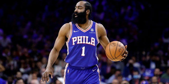 James Harden #1 of the Philadelphia 76ers in Game Six of the 2022 NBA Playoffs Eastern Conference Semifinals at Wells Fargo Center on May 12, 2022 in Philadelphia, Pennsylvania.