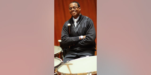 The National Symphony Orchestra's principal timpanist Jauvon Gilliam is pictured on stage at The Kennedy Center in Washington, D.C., in 2010.