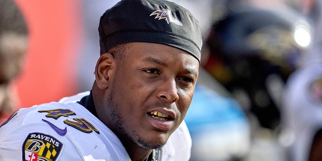 Baltimore Ravens linebacker Jaylon Ferguson during a game between the Cincinnati Bengals and the Baltimore Ravens Dec. 26, 2021, at Paul Brown Stadium in Cincinnati.