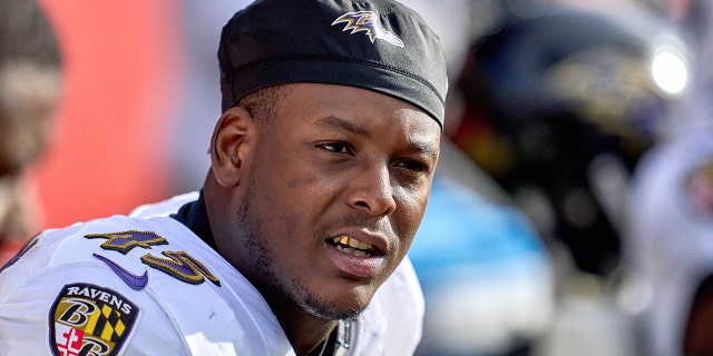 Baltimore Ravens linebacker Jaylon Ferguson during a game between the Cincinnati Bengals and the Baltimore Ravens Dec. 26, 2021, at Paul Brown Stadium in Cincinnati.