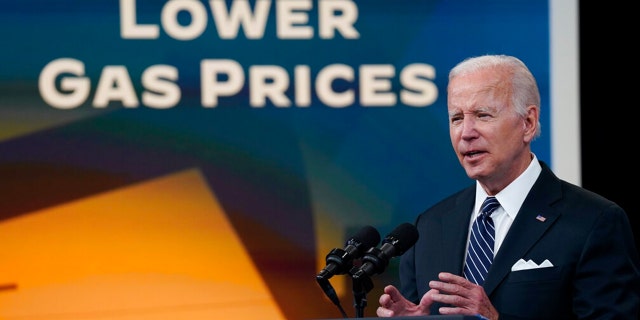 President Joe Biden speaks about gas prices in the South Court Auditorium on the White House campus, Wednesday, June 22, 2022, in Washington.