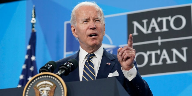 President Biden speaks during a news conference on the final day of the NATO summit in Madrid, Thursday, June 30, 2022.