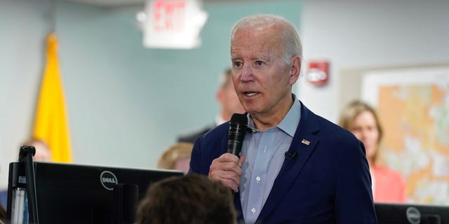 President Joe Biden speaks during a tour of the New Mexico Department of Homeland Security Emergency Management Center, Saturday, June 11, 2022, in Santa Fe, New Mexico (AP Photo/Evan Vucci)