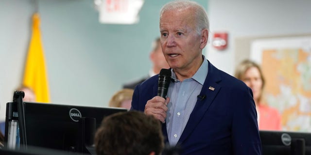 President Joe Biden speaks during a tour of the New Mexico Department of Homeland Security Emergency Management Center, Saturday, June 11, 2022, in Santa Fe, New Mexico (AP Photo/Evan Vucci)