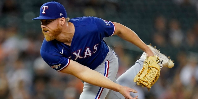 Texas Rangers pitcher Jon Gray in Detroit, Friday, June 17, 2022.