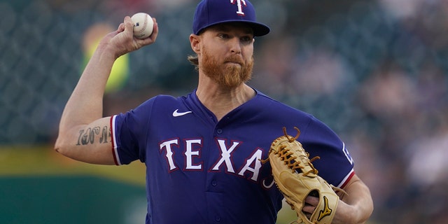 Texas Rangers' Jon Gray pitches in Detroit against the Tigers, Friday, June 17, 2022.