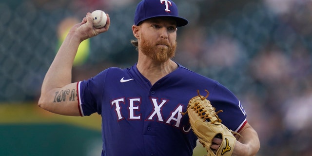 Texas Rangers' Jon Gray pitches in Detroit against the Tigers, Friday, June 17, 2022.