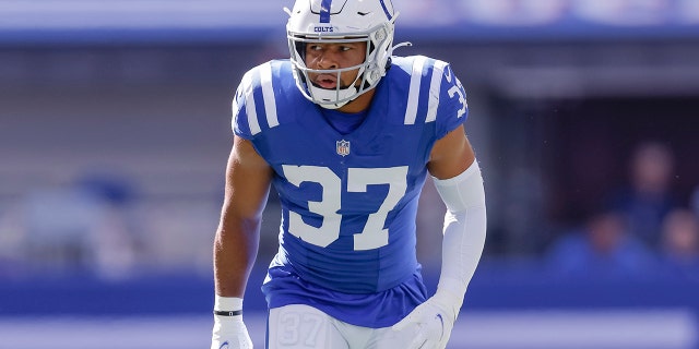 Khari Willis #37 of the Indianapolis Colts is seen during the game against the Houston Texans at Lucas Oil Stadium on Oct. 17, 2021 in Indianapolis, Indiana.