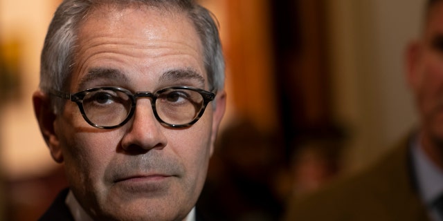 Philadelphia District Attorney Larry Krasner addresses the media after a press conference announcing Danielle Outlaw as the new Police Commissioner