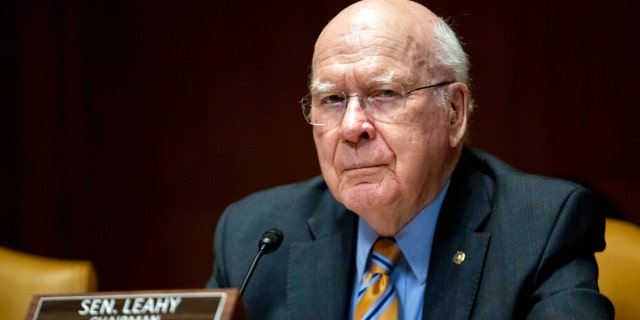 Sen. Patrick Leahy, D-Vt., listens as Chairman of the Joint Chiefs of Staff Gen. Mark Milley and Secretary of Defense Lloyd Austin testify before the Senate Appropriations Committee Subcommittee on Defense May 3, 2022, on Capitol Hill in Washington.